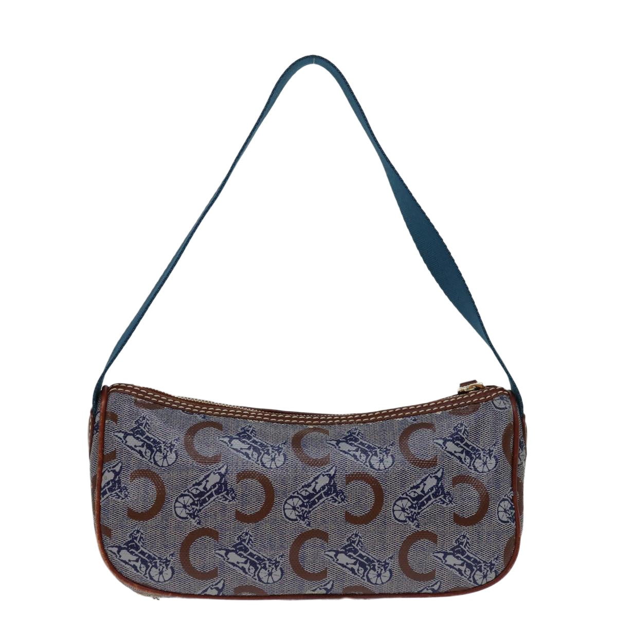 Luxury CELINE C Macadam Canvas Shoulder Bag Blue  68504
