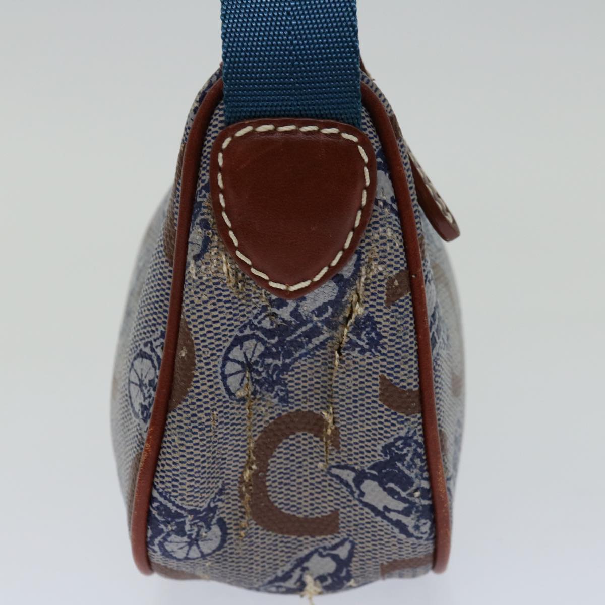 Luxury CELINE C Macadam Canvas Shoulder Bag Blue  68504