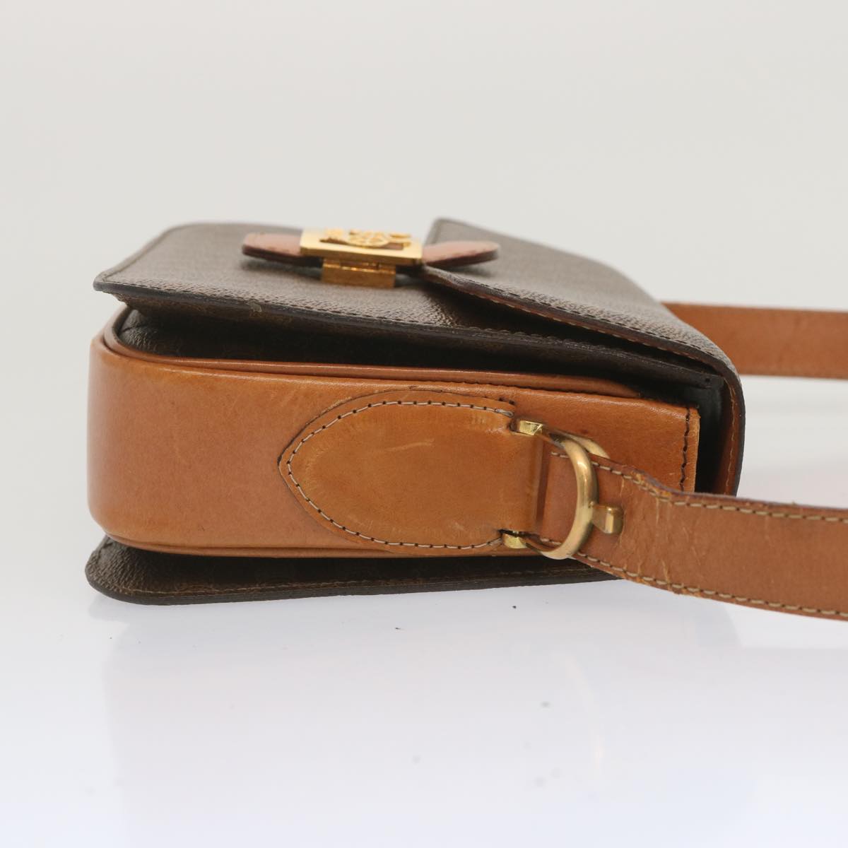 Luxury CELINE Macadam Canvas Shoulder Bag PVC Leather Brown  68505