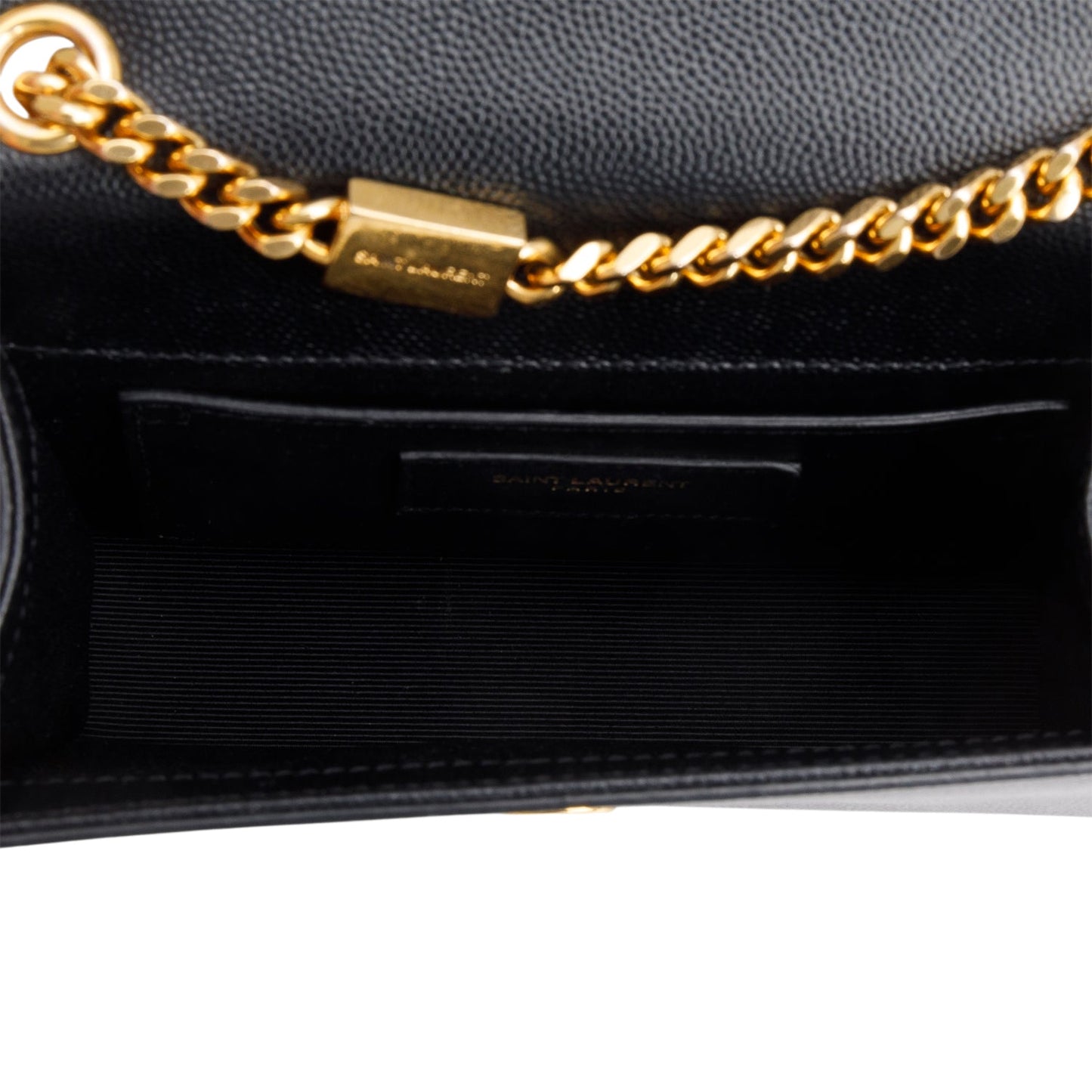Saint Laurent Black Grain De Poudre Leather Mini Monogram Kate Bag