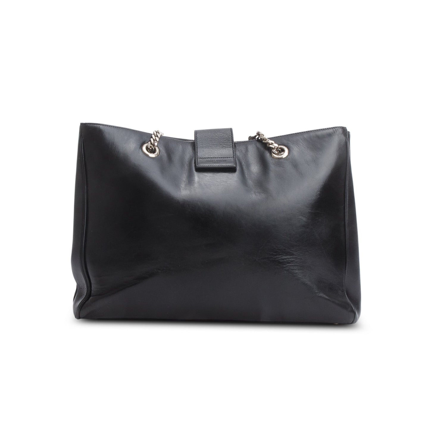 Saint Laurent Black Smooth Calfskin Cassandre Shopping Tote