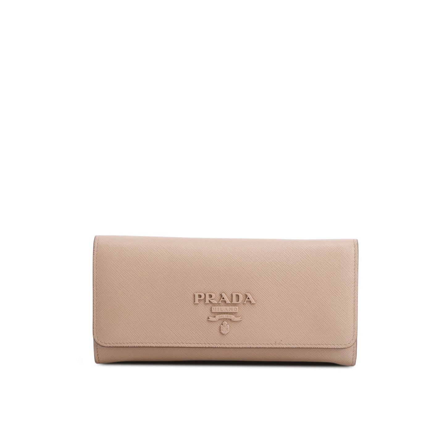 Prada Beige Saffiano Monochrome Continental Wallet