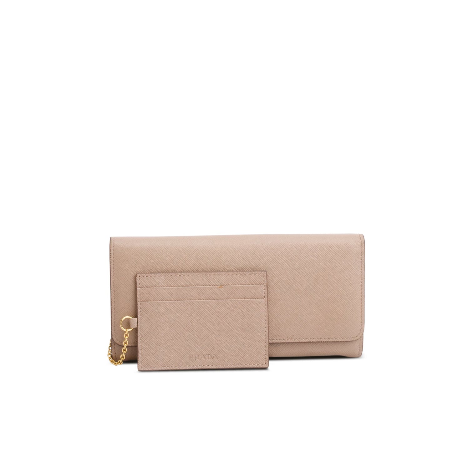Prada Beige Saffiano Monochrome Continental Wallet