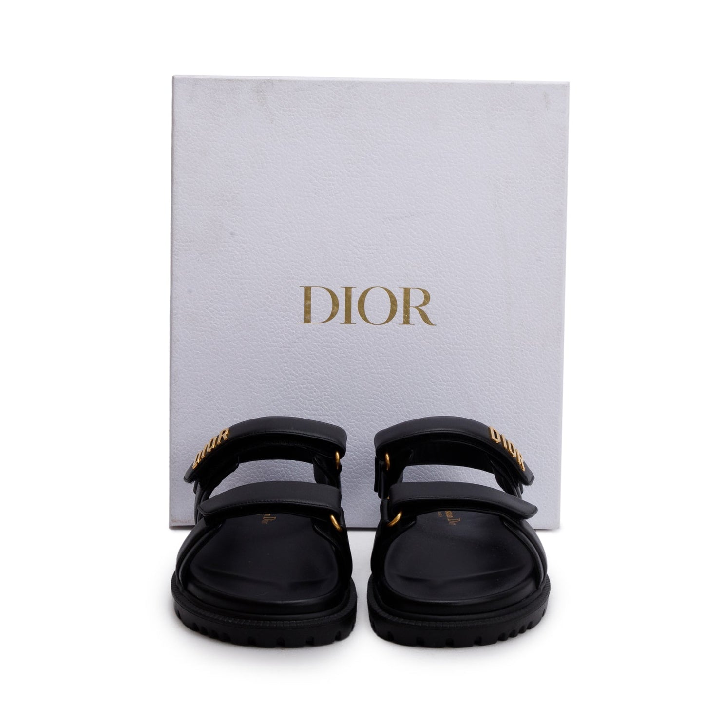 Christian Dior Black Lambskin Dioract 10mm Sandals, Size 39