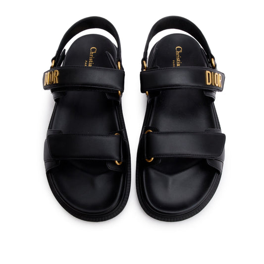 Christian Dior Black Lambskin Dioract 10mm Sandals, Size 39
