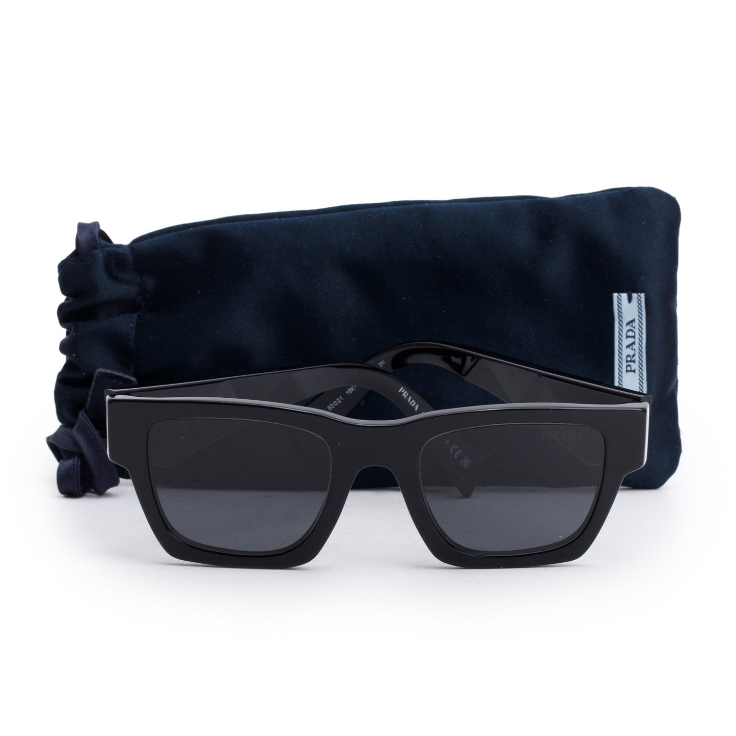 Prada SPRA06 Black Acetate Square Sunglasses