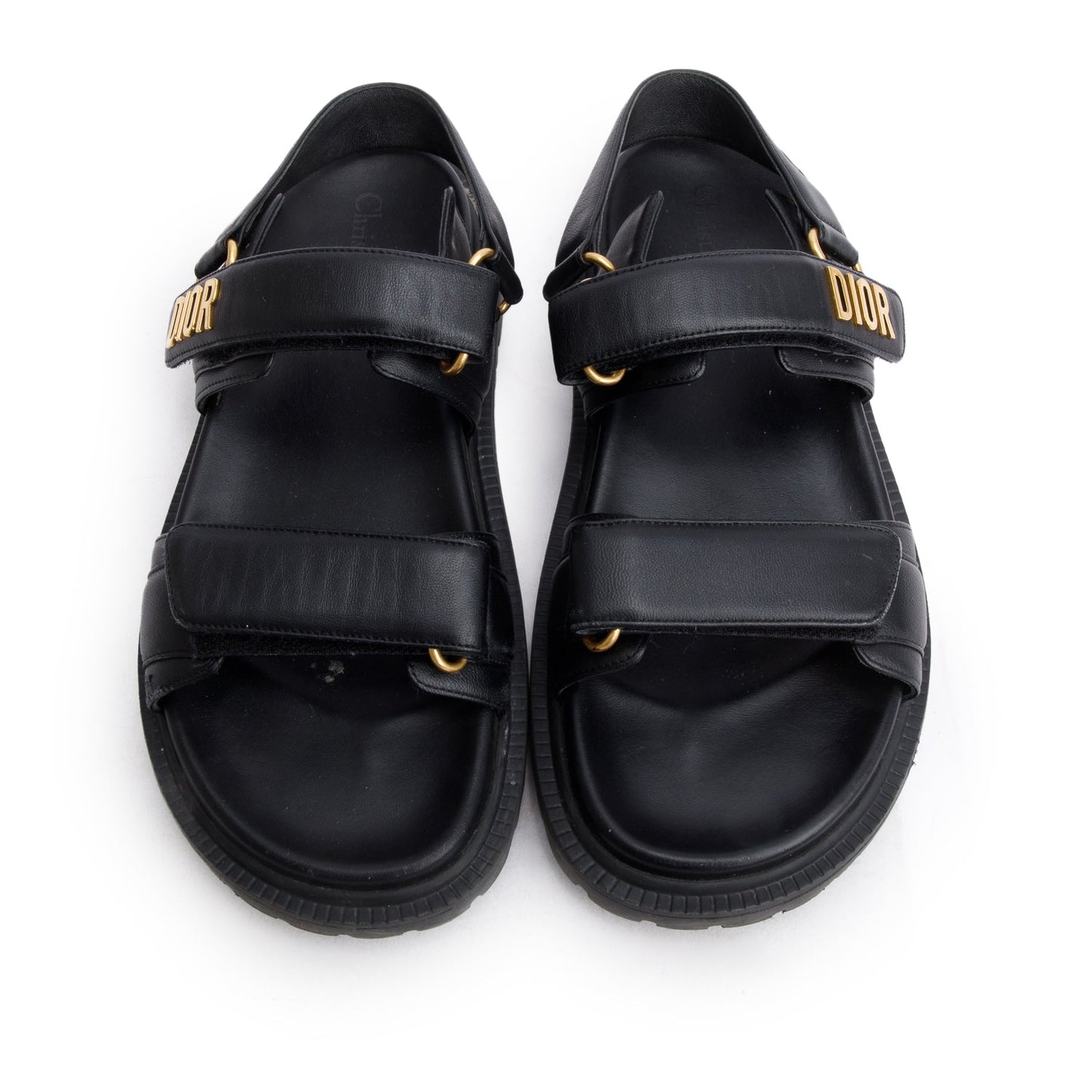 Christian Dior Black Lambskin Dioract 10mm Sandals, Size 39