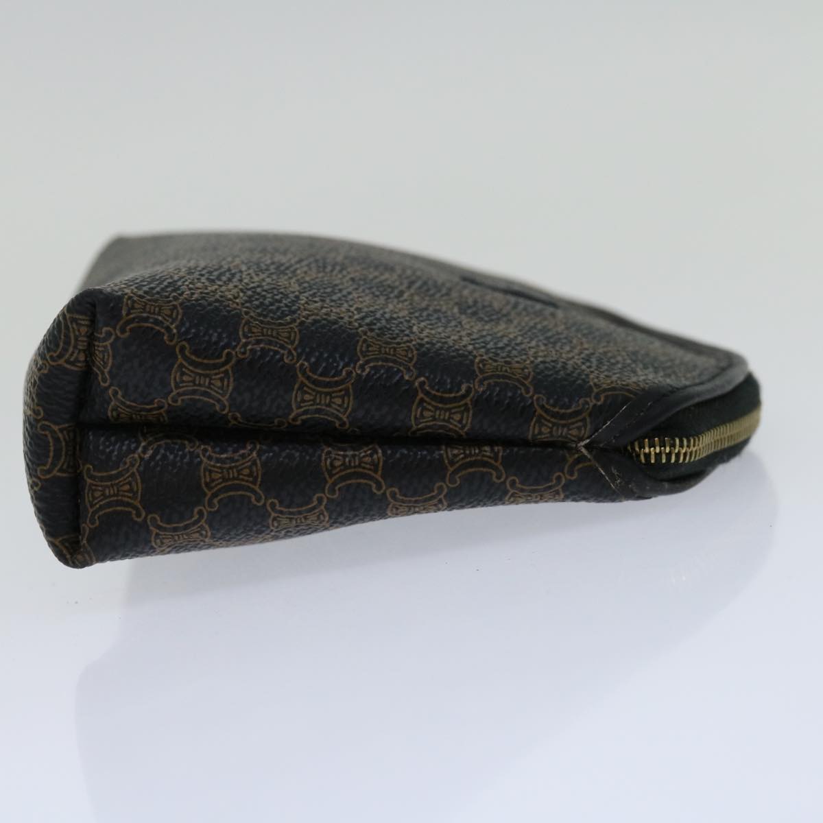 Luxury CELINE Macadam Canvas Cosmetic Pouch PVC Leather Black  68652