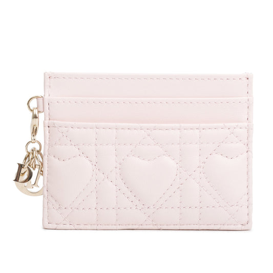 Christian Dior 2025 Pink Cannage Lambskin Lucky Lady Dior Freesia Card Holder