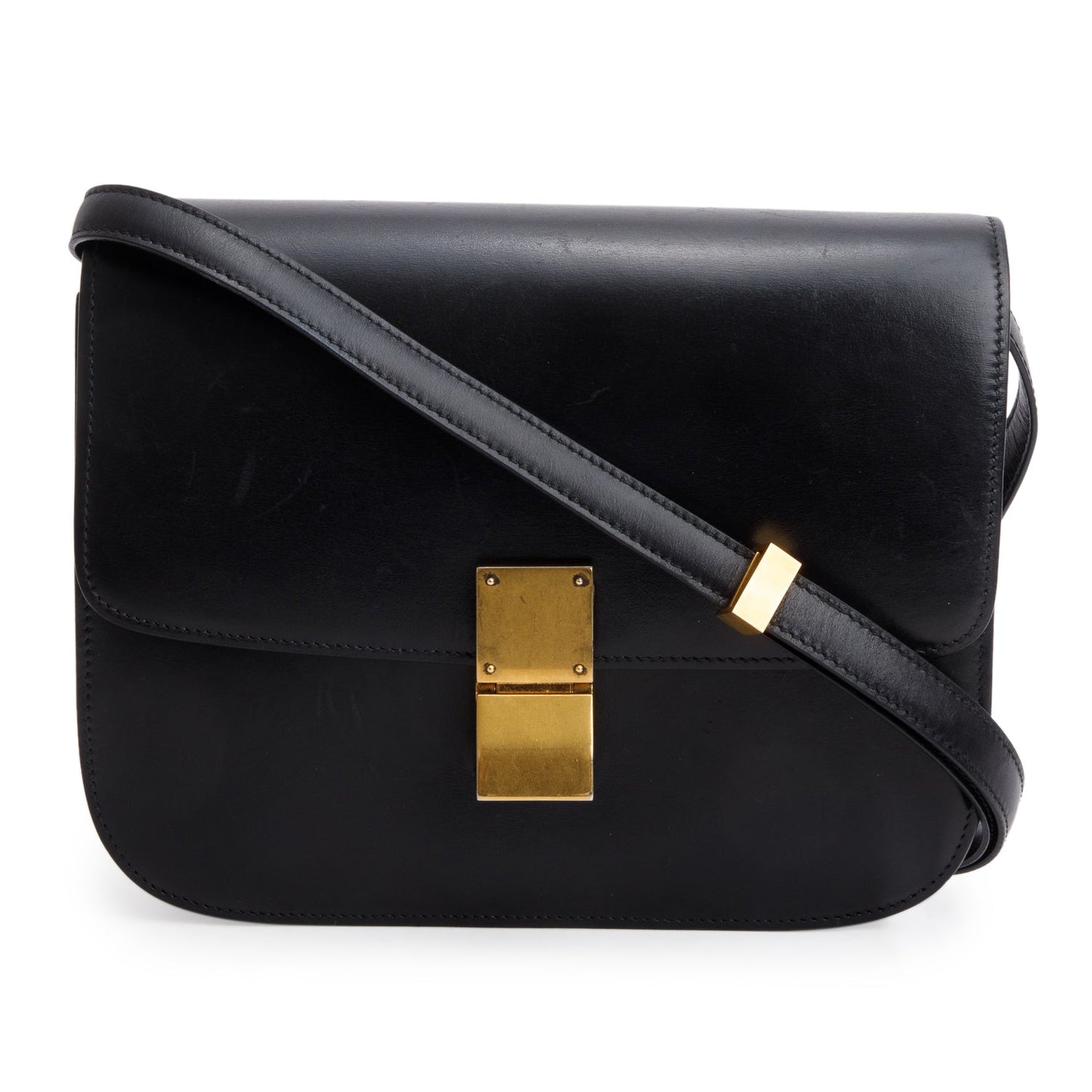 Celine Black Box Calfskin Medium Classic Box Flap Bag