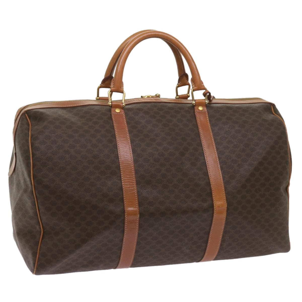 Luxury CELINE Macadam Canvas Boston Bag PVC Brown  68690