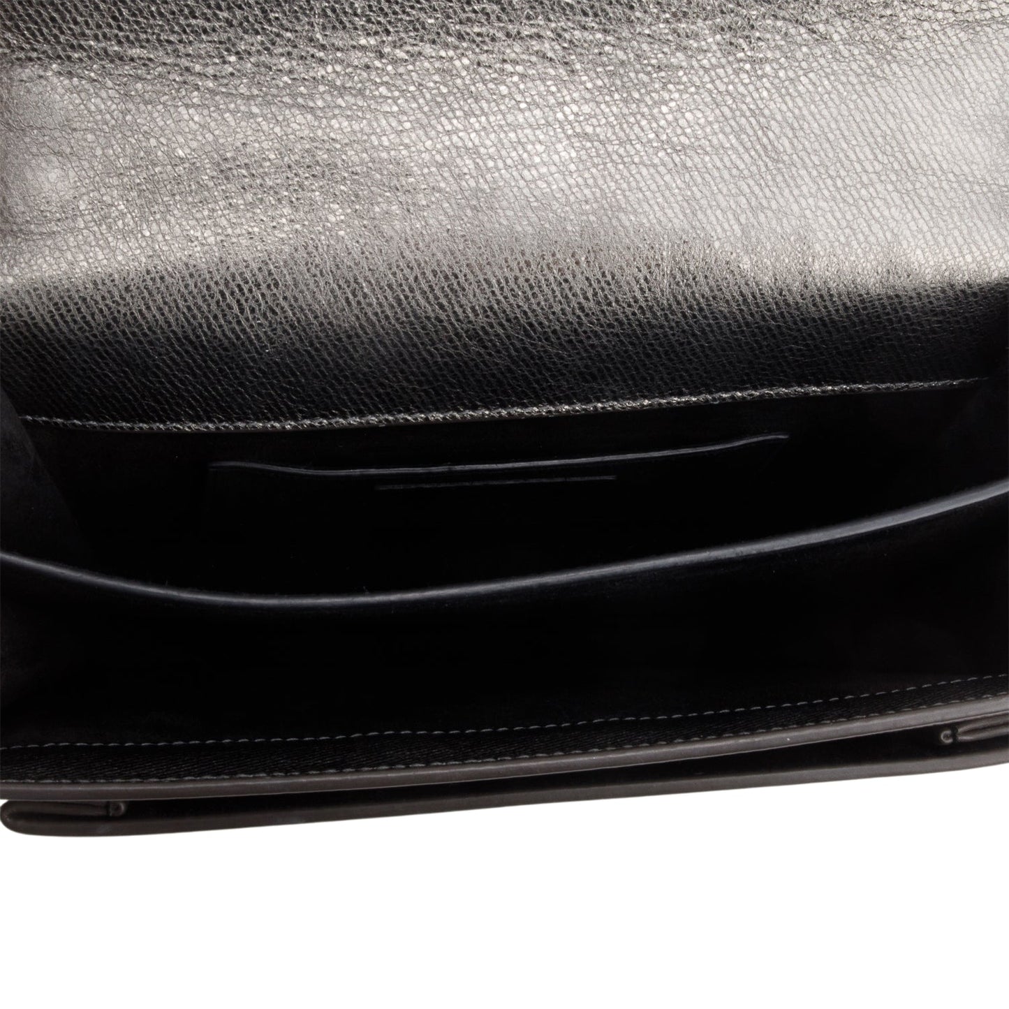 Saint Laurent Grey Metallic Grain de Poudre Leather Medium Sunset Bag