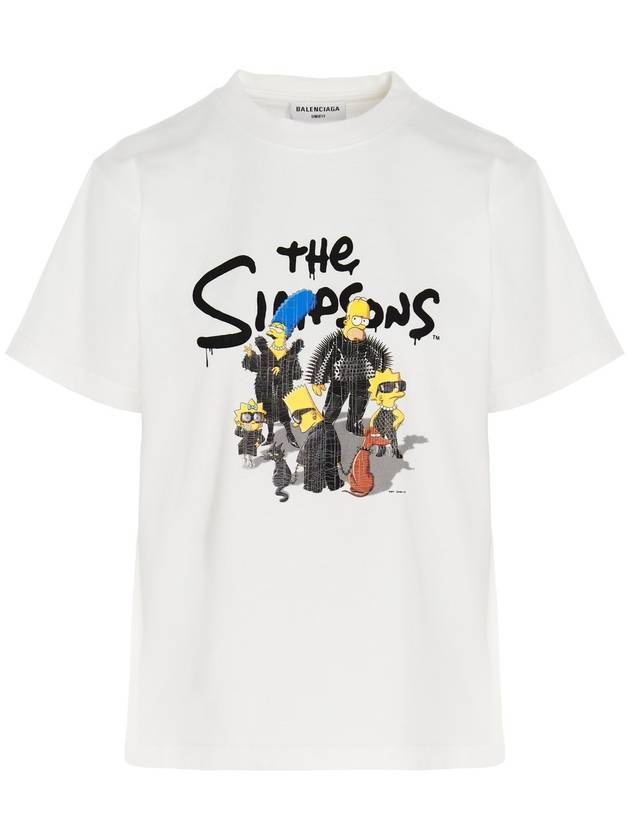 Luxury Balenciaga Trending 2026 WoMen's The Simpsons Printing Small Fit Short Sleeve T-Shirt White
