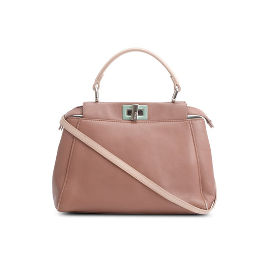 Fendi Pink Nappa Leather Colorblock Mini Peekaboo Iconic Satchel