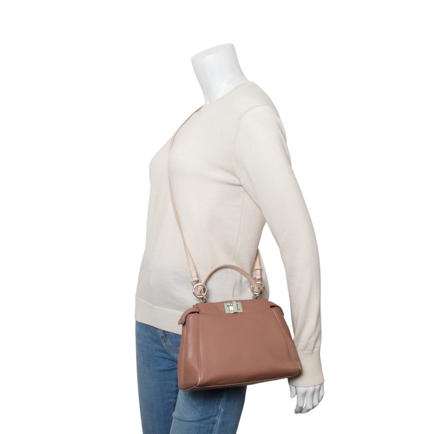 Fendi Pink Nappa Leather Colorblock Mini Peekaboo Iconic Satchel