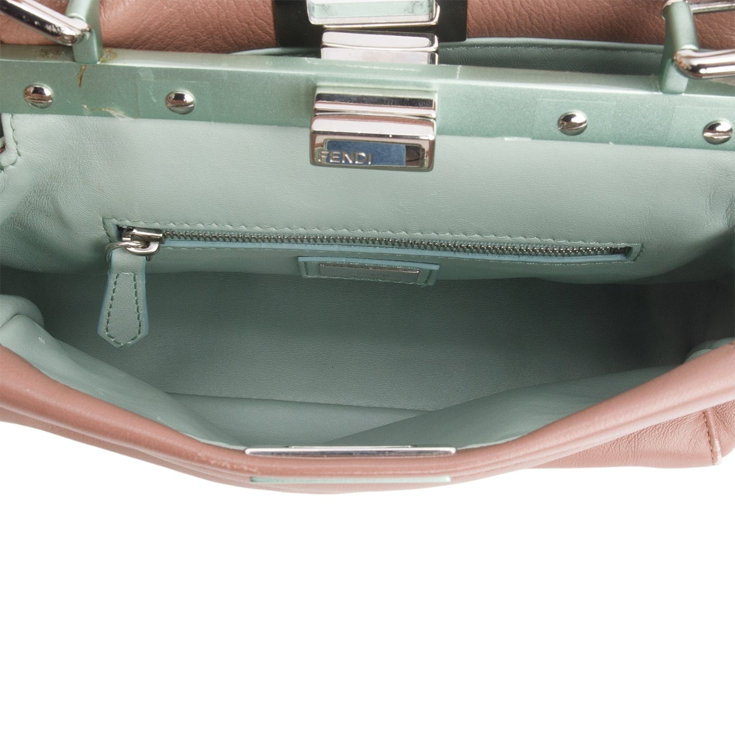Fendi Pink Nappa Leather Colorblock Mini Peekaboo Iconic Satchel