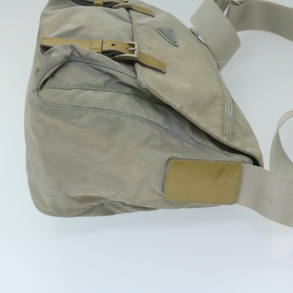 PRADA Shoulder Bag Nylon Gray Auth 68807