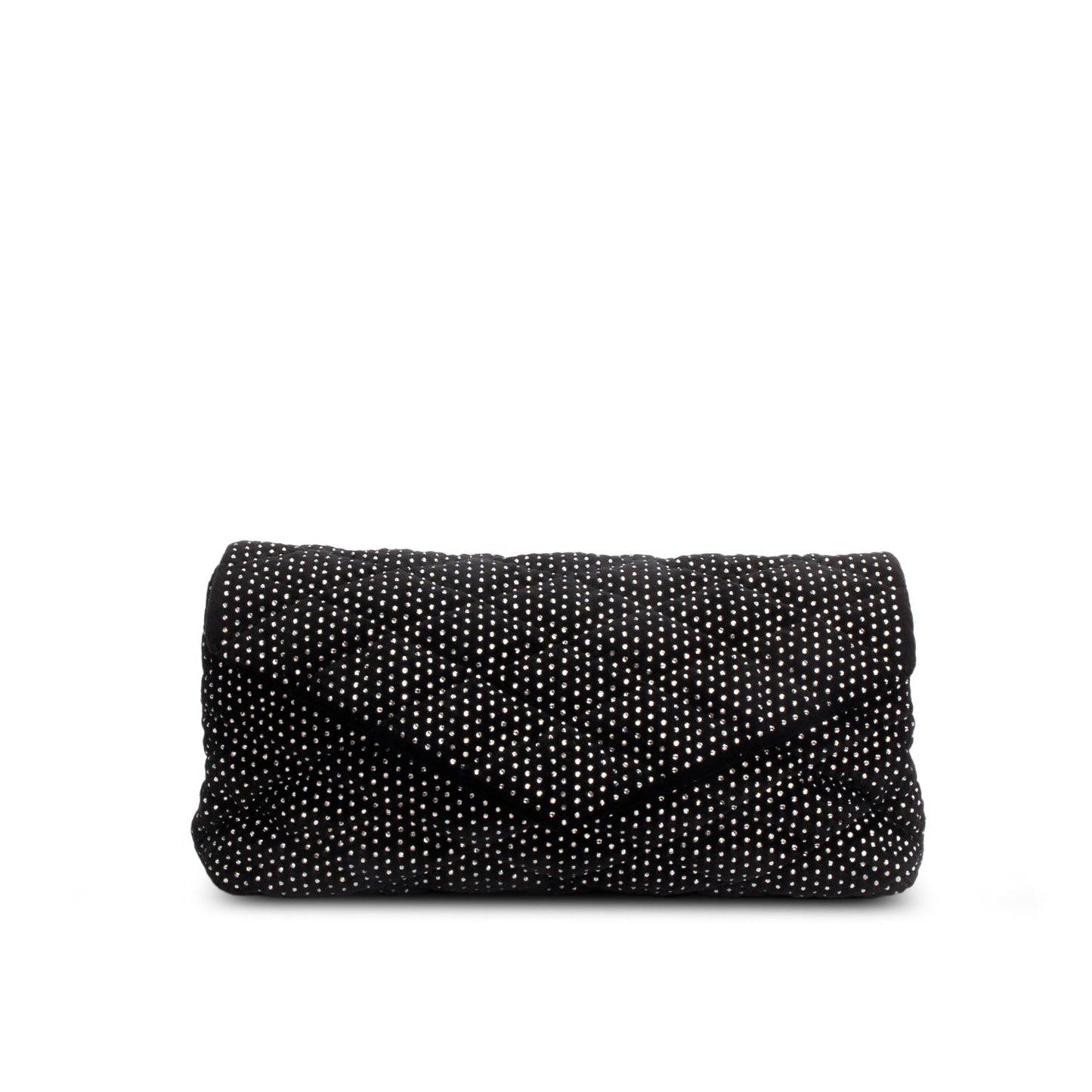 Saint Laurent 2022 Black Velvet Crystal Sade Puffer Large Envelope Clutch