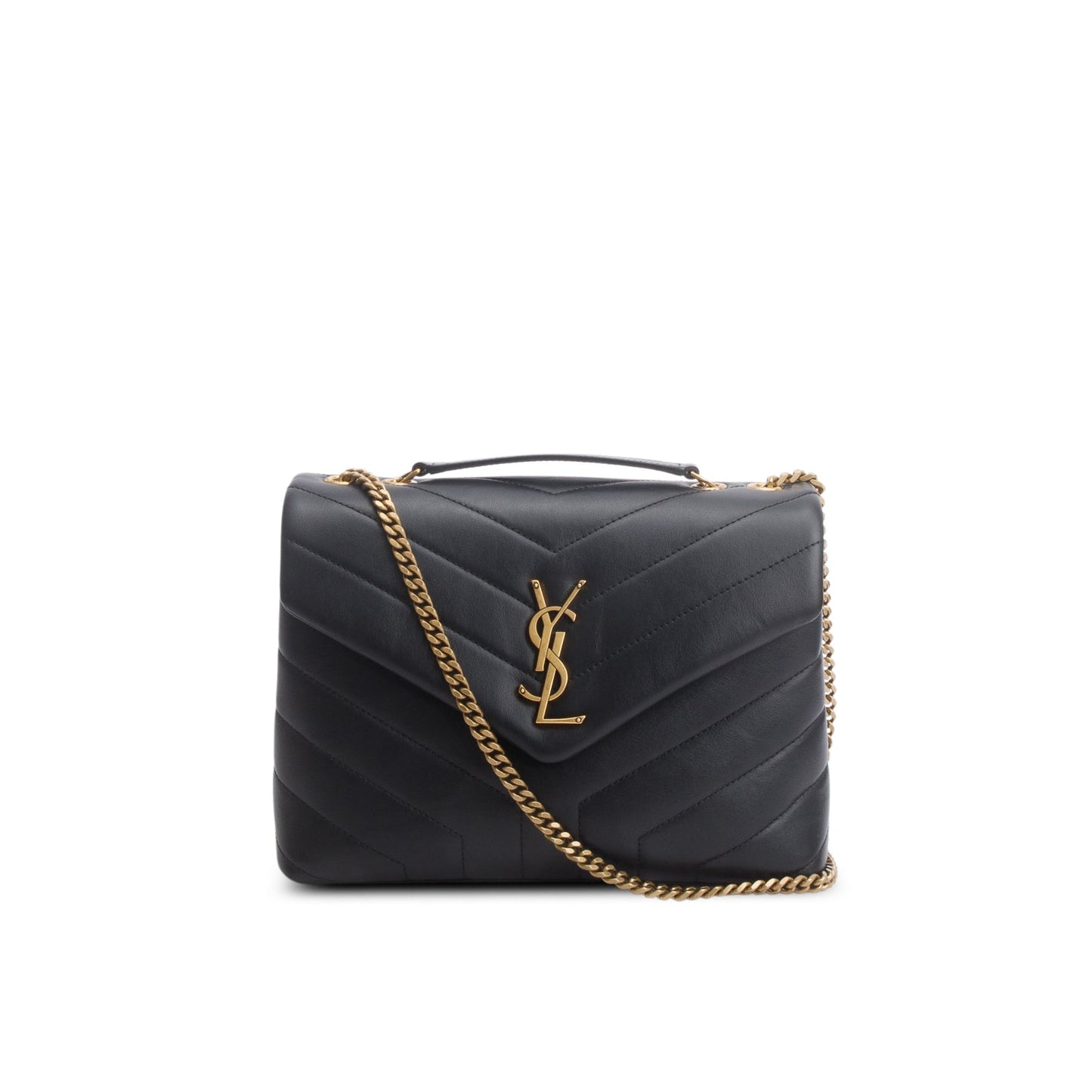 Saint Laurent 2024 Black Calfskin Y Quilted Monogram Small LouLou Shoulder Bag