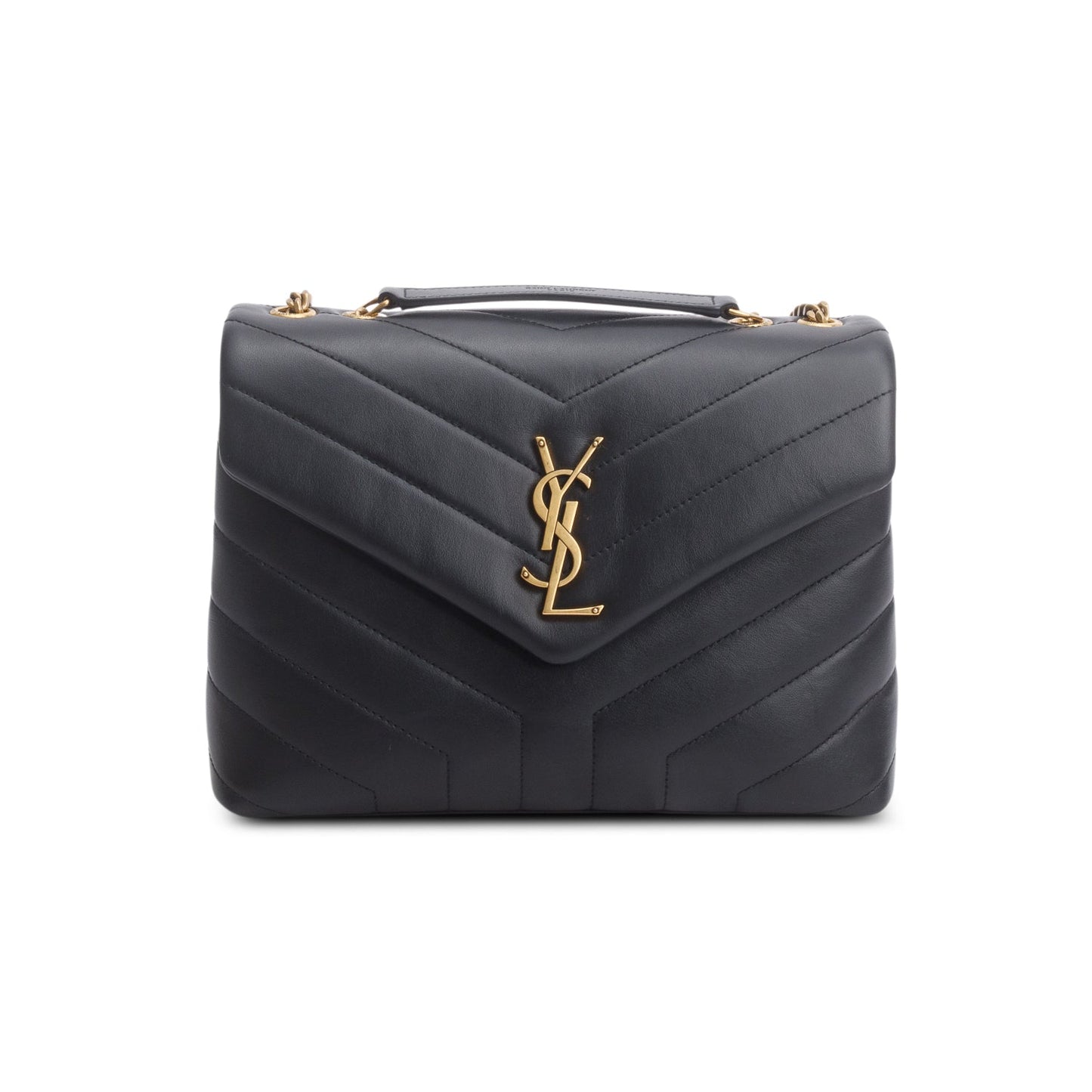 Saint Laurent 2024 Black Calfskin Y Quilted Monogram Small LouLou Shoulder Bag