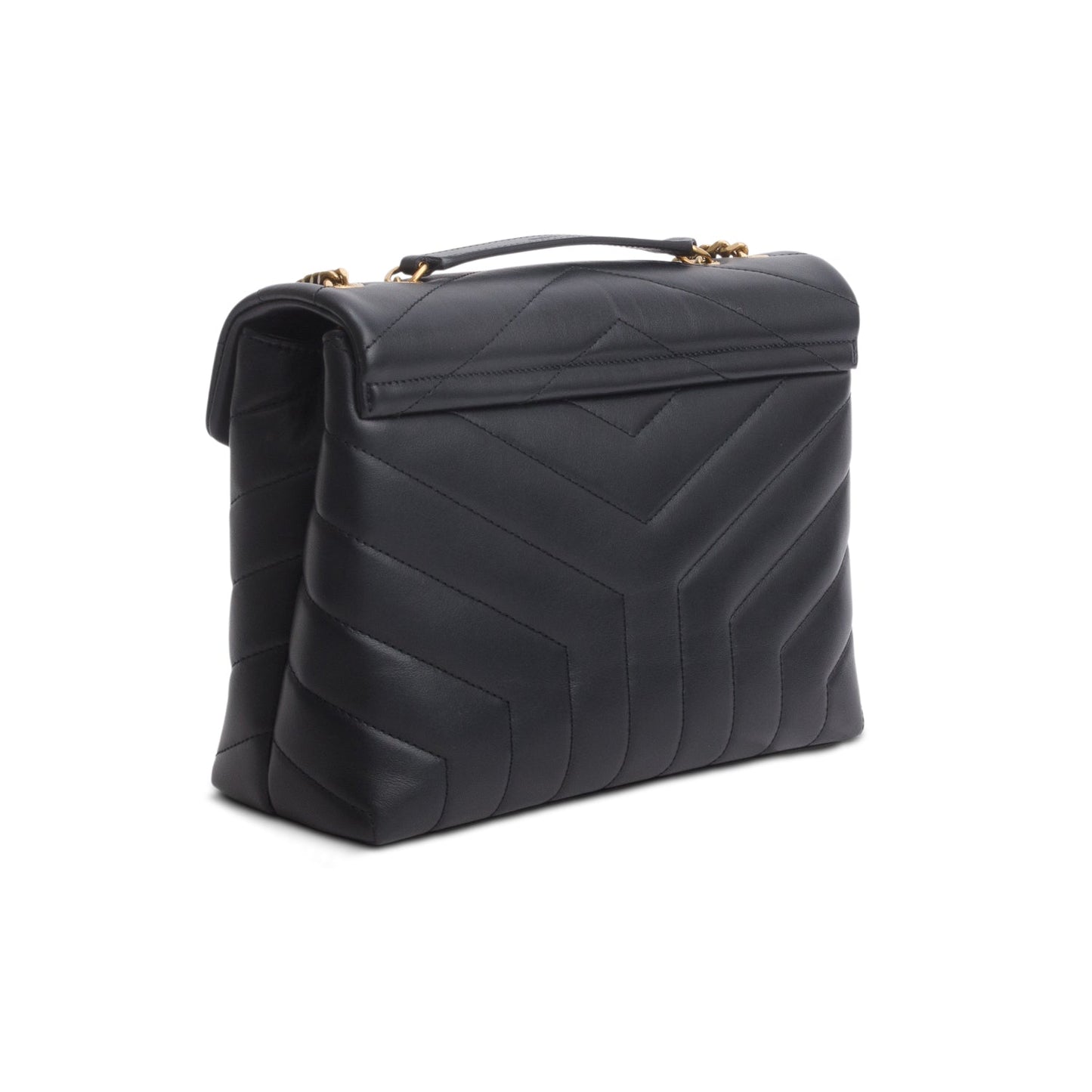 Saint Laurent 2024 Black Calfskin Y Quilted Monogram Small LouLou Shoulder Bag