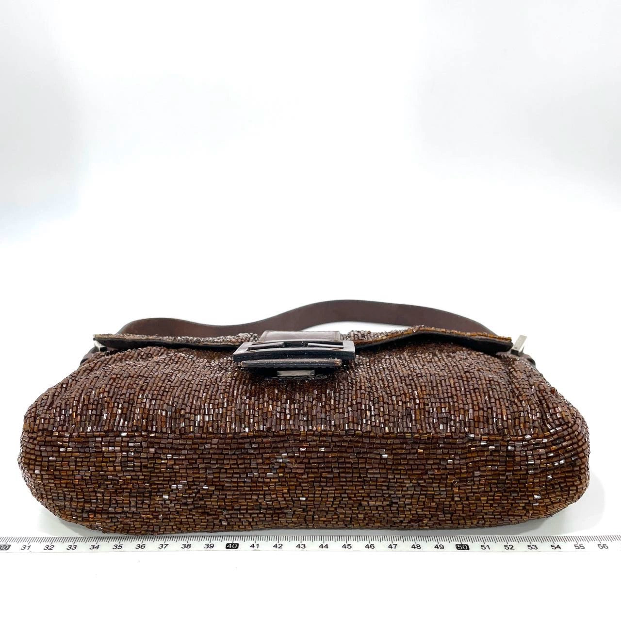 Fendi Baguette Vintage Dark Chocolate Brown Glitter Beads