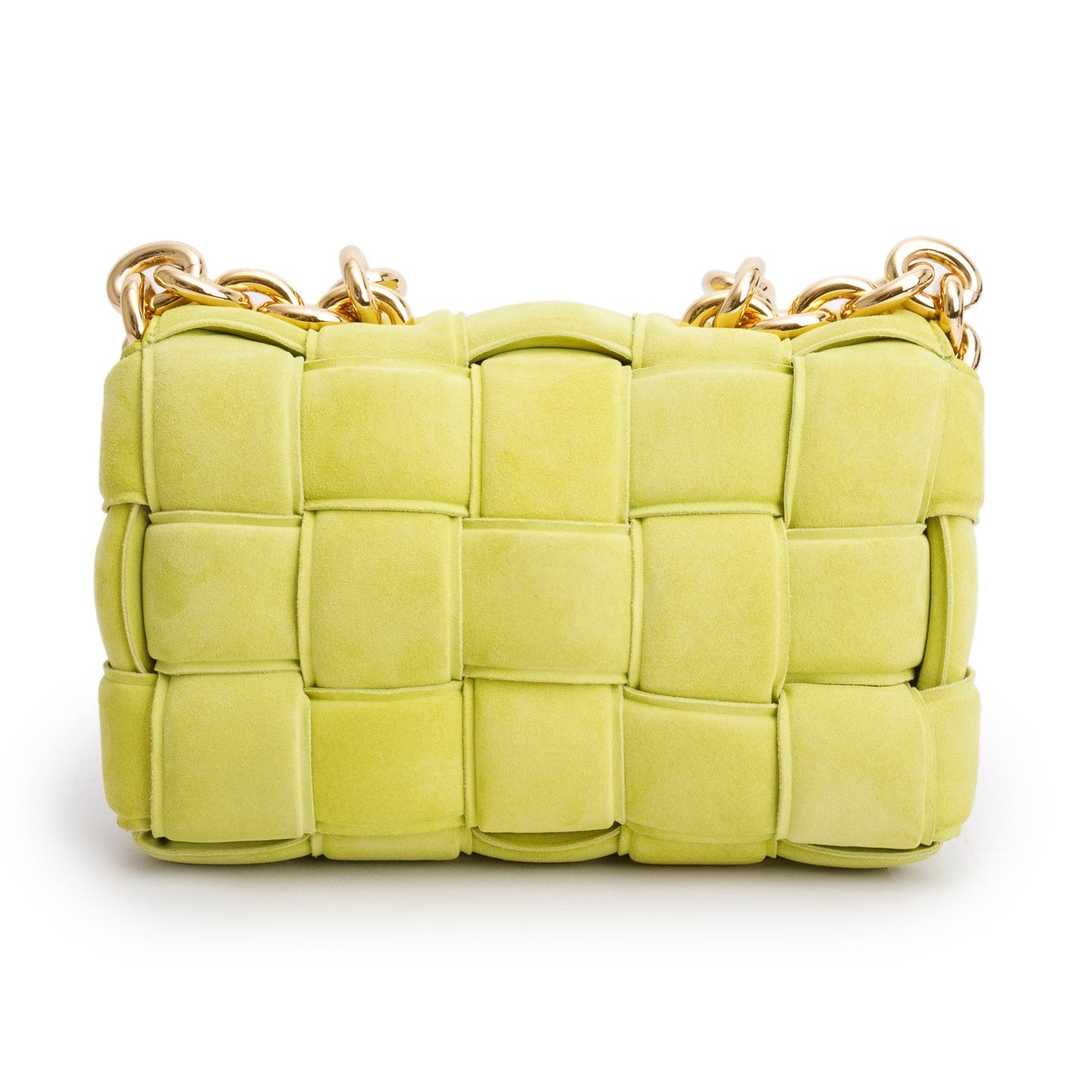 Bottega Veneta Green Suede Padded Leather Maxi Chain Cassette Bag
