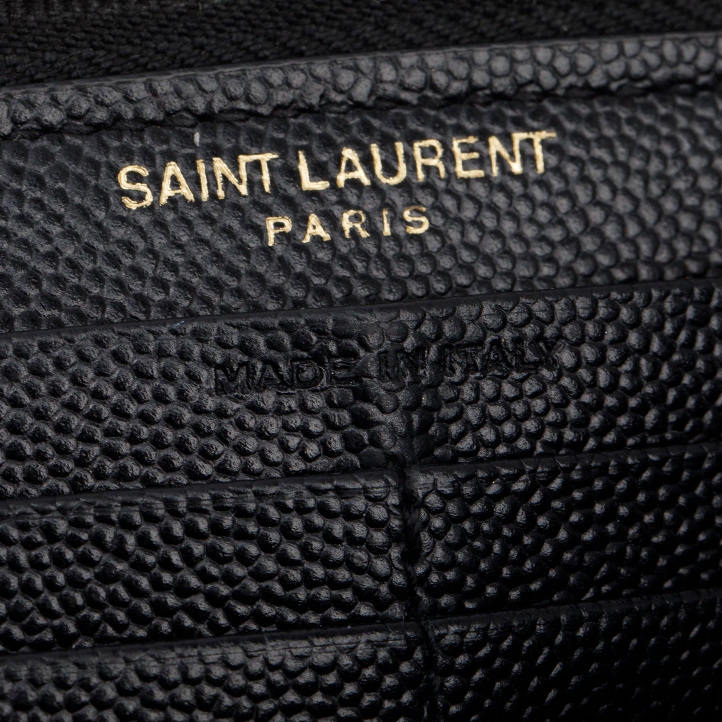 Saint Laurent Black Grained De Poudre Cassandre Matelasse Zip Around Wallet