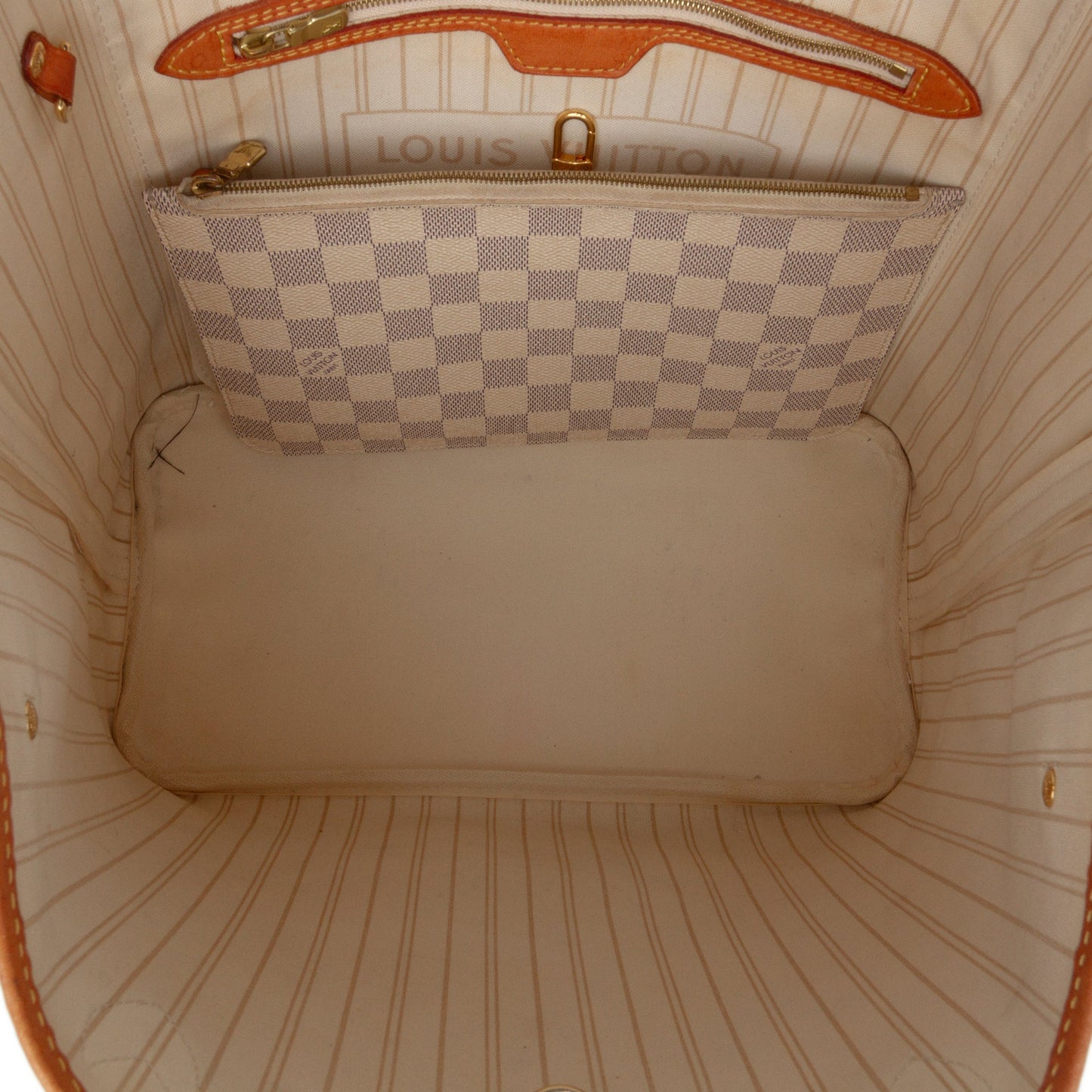 White Louis Vuitton Damier Azur Neverfull MM Tote Bag