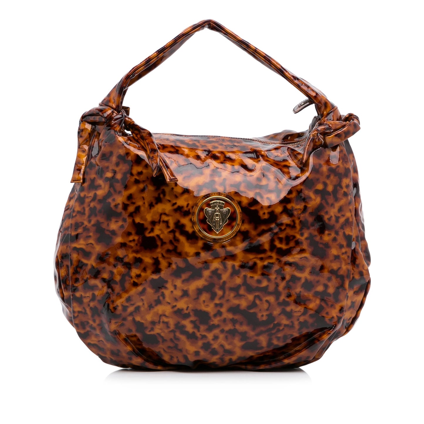 Gucci Brown Leather Patent Leather Shoulder Bag