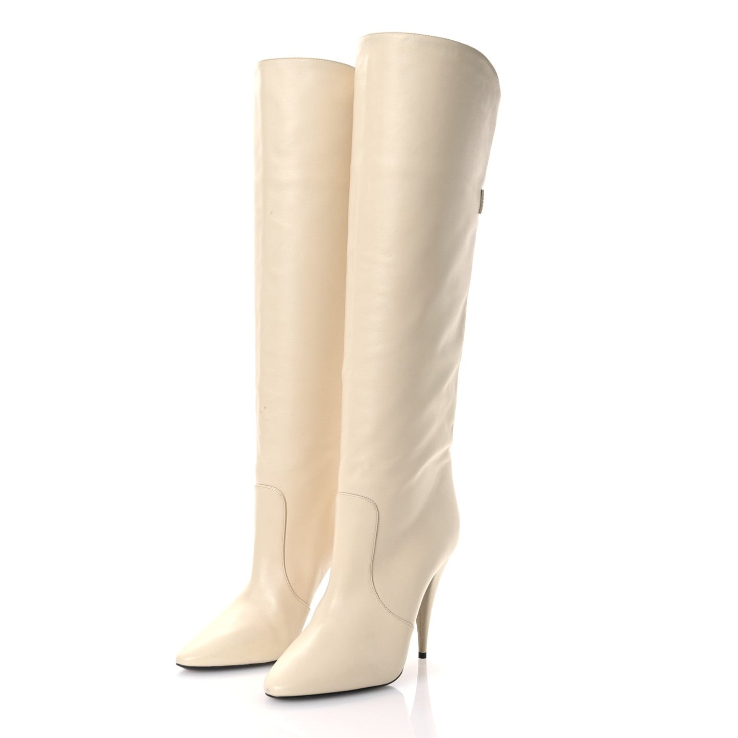 Saint Laurent Lambskin Koller 110 Tall Boots 40 Real Beige
