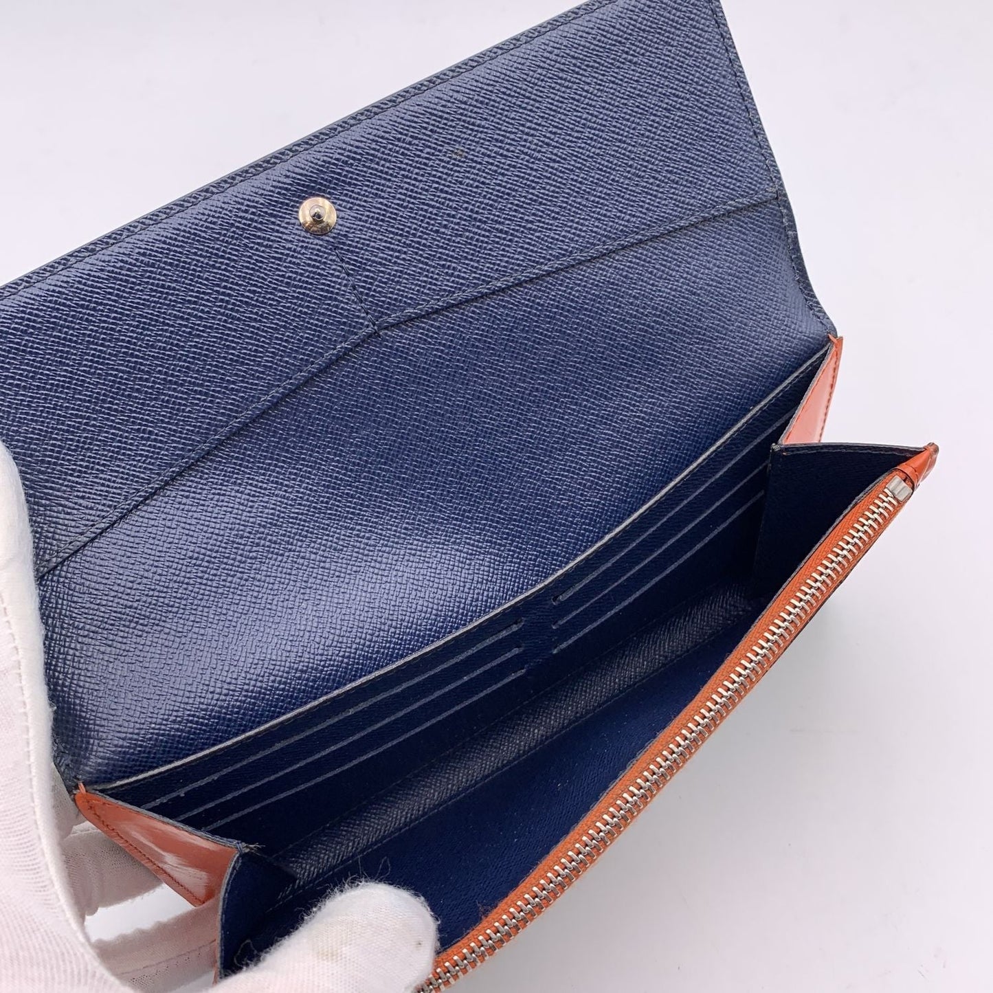 LOUIS VUITTON Blue Green Tricolor Epi Leather Flore Continental Wallet