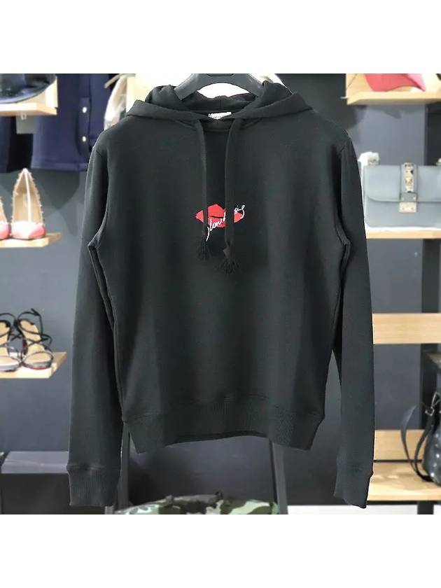 Luxury Saint Laurent Trending 2025 Red Lip Print Cotton Hoodie Black