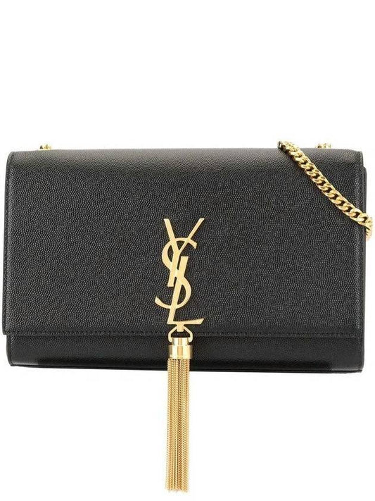 Luxury Saint Laurent Trending 2025 Kate Tassel Chain Cross Shoulder Bag Black