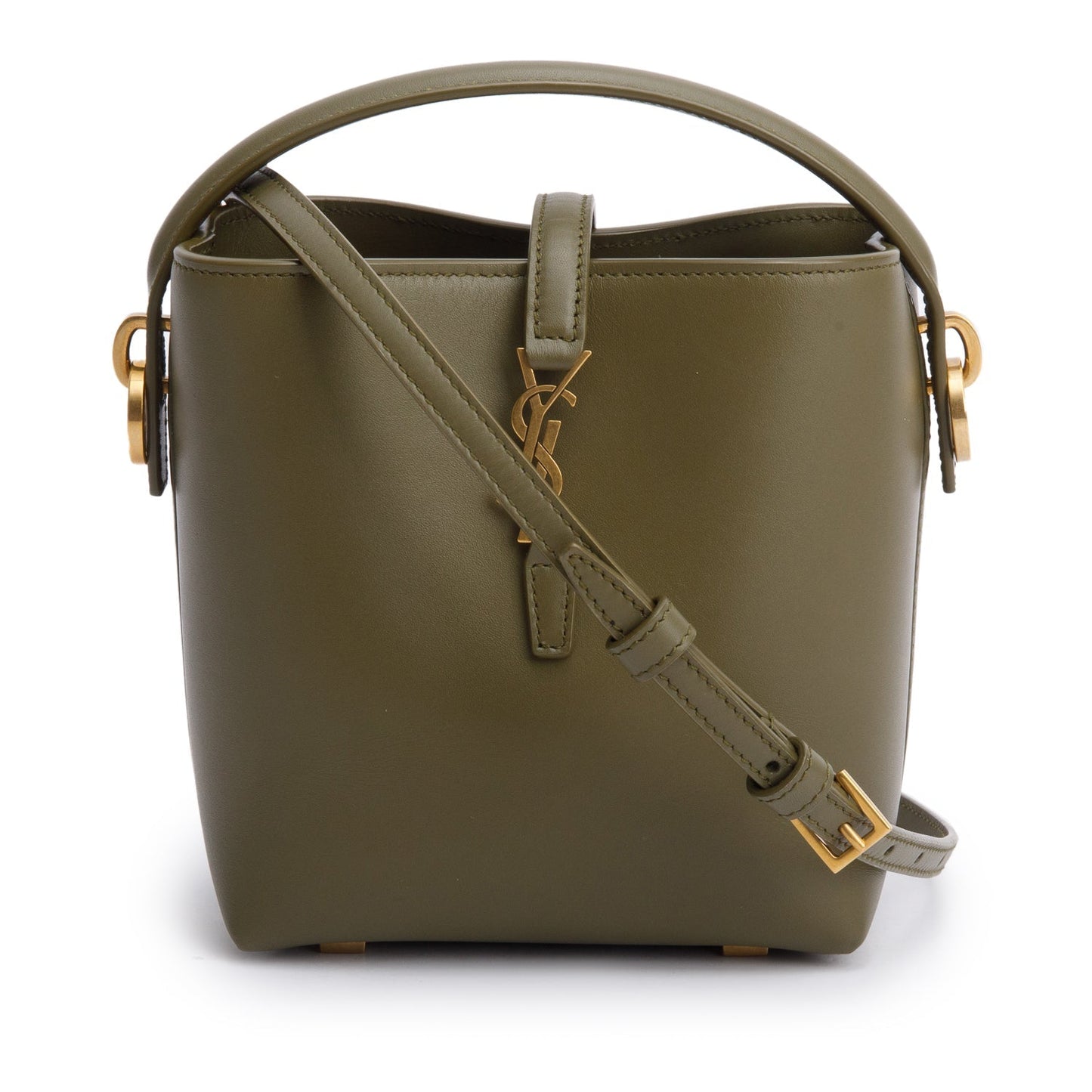 Saint Laurent 2024 Olive Shiny Calfskin Le 37 Mini Bucket Bag