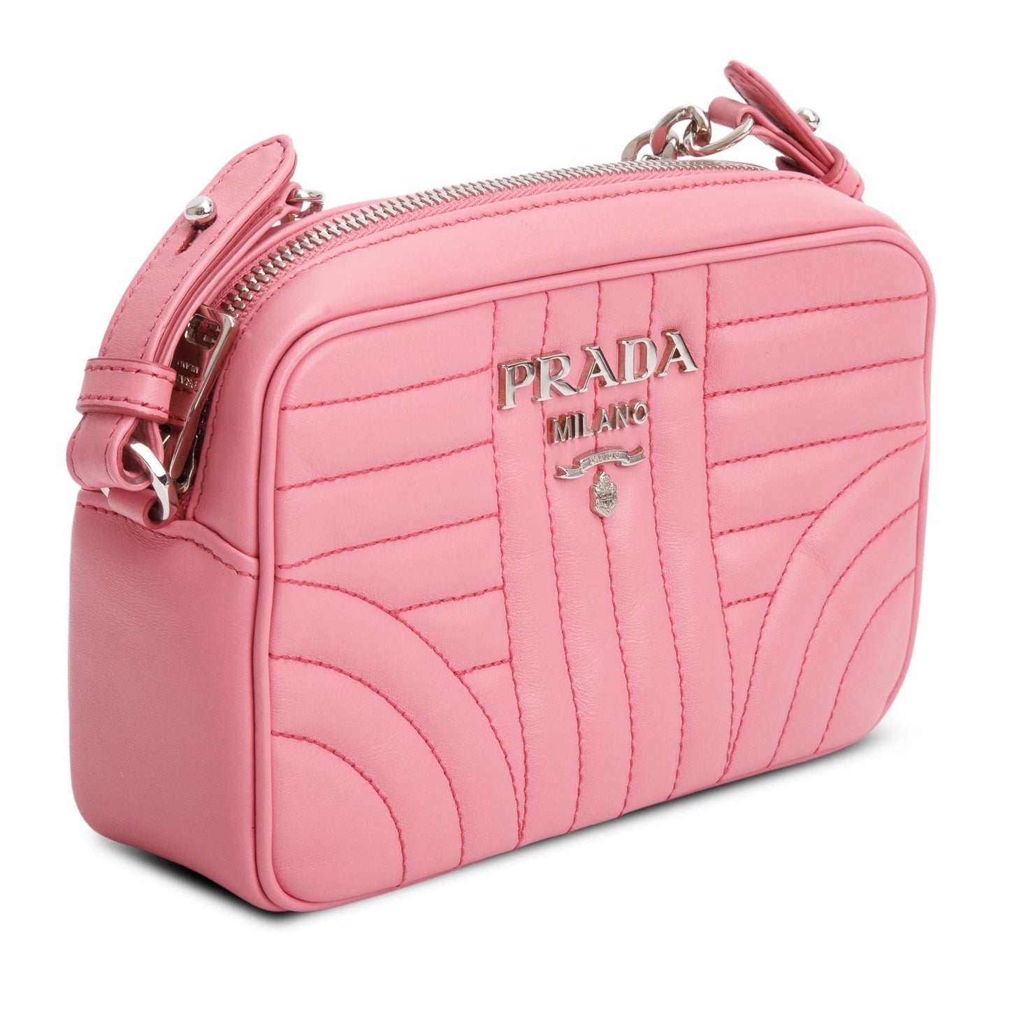 Prada Pink Soft Calfskin Diagramme Camera Bag