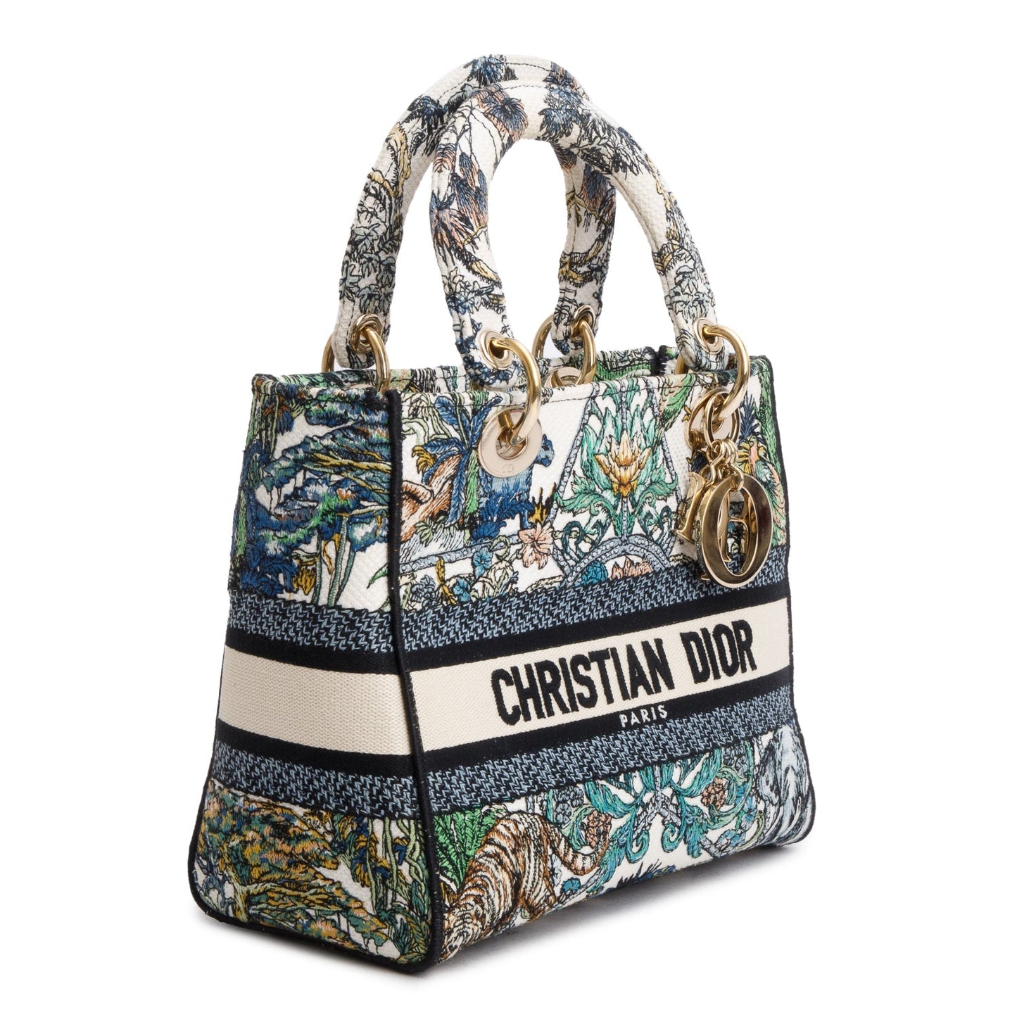 Christian Dior 2023 Multicolore Canvas Embroidered Etoile de Voyage Medium Lady D-Lite