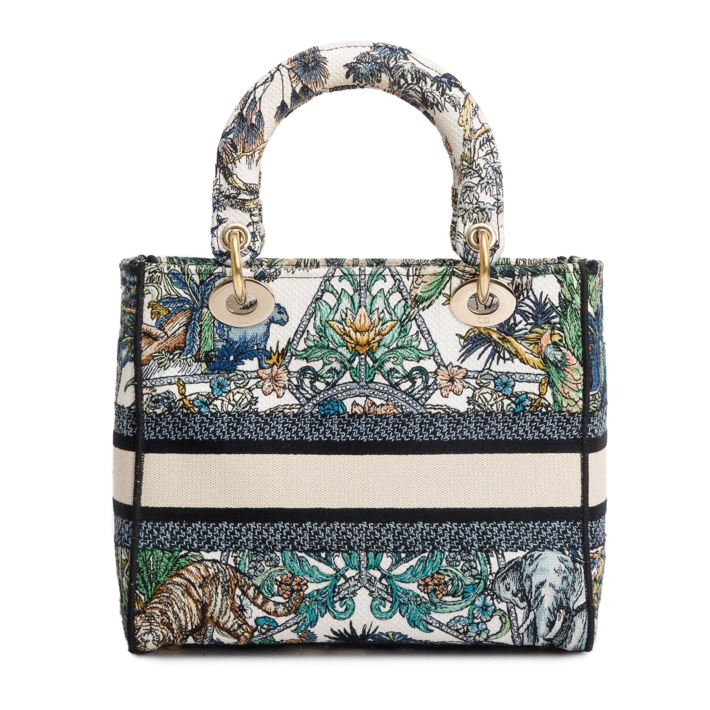 Christian Dior 2023 Multicolore Canvas Embroidered Etoile de Voyage Medium Lady D-Lite