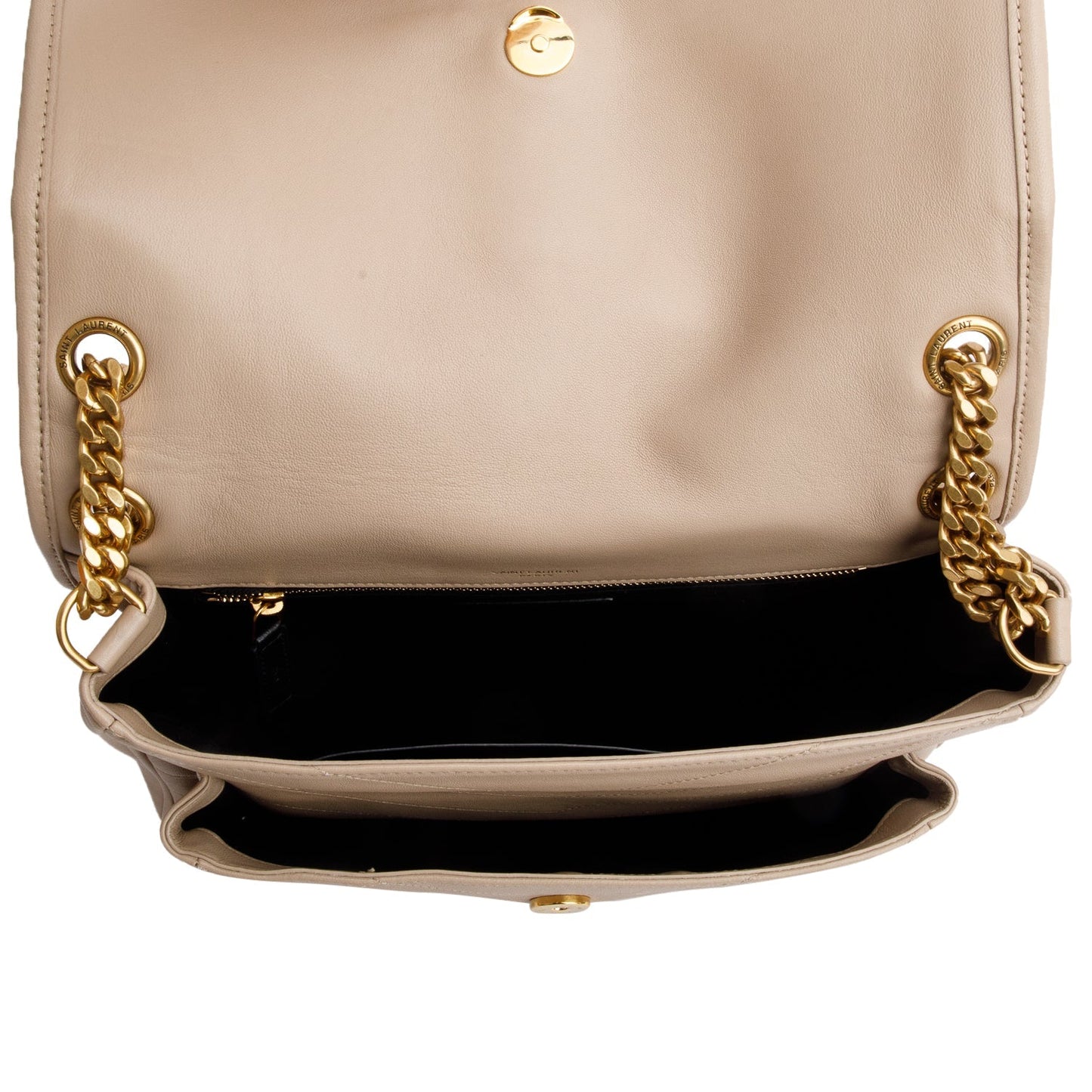 Saint Laurent 2020 Beige Lambskin Matelasse Monogram Medium Niki Chain Satchel