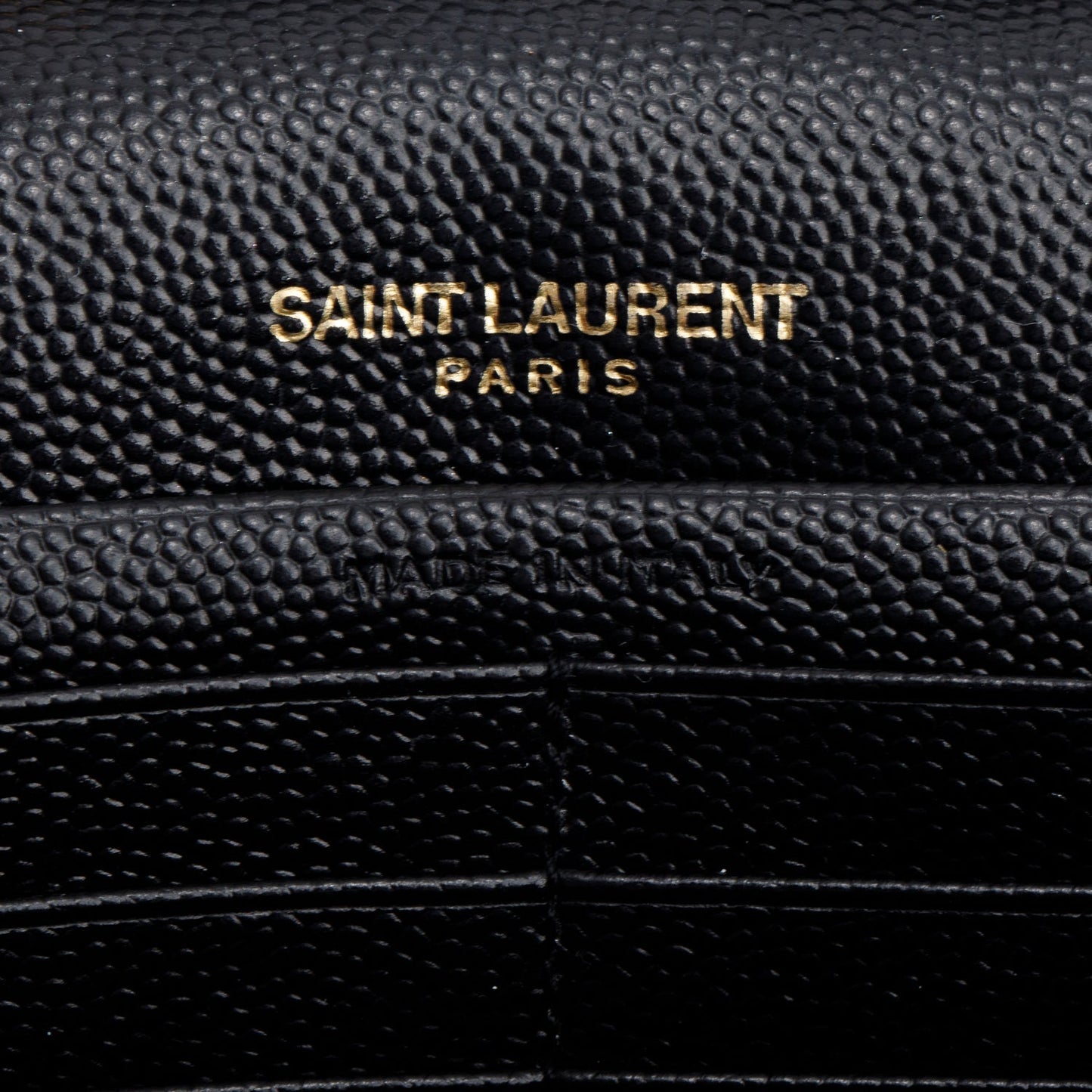 Saint Laurent Black Grain de Poudre Matelasse Chevron Cassandre Chain Wallet