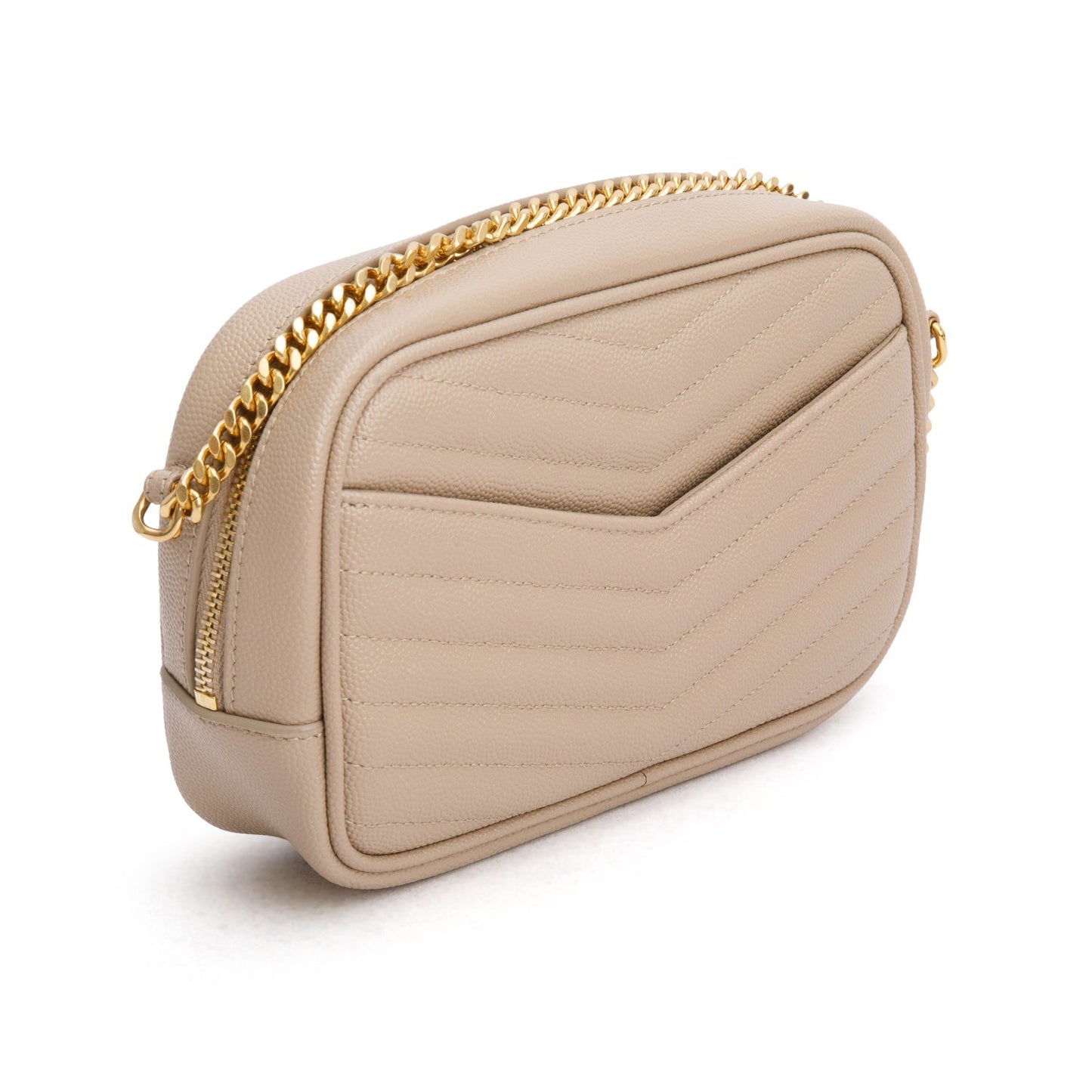 Saint Laurent 2022 Beige Grain de Poudre Matelasse Mini Lou Camera Bag