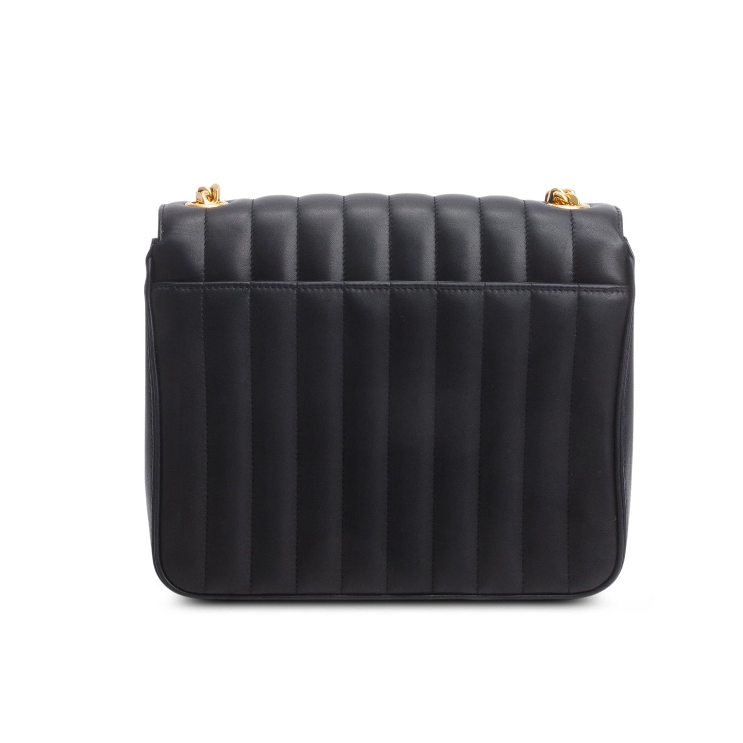 Saint Laurent Black Lambskin Matelasse Monogram Large Vicky Chain Bag