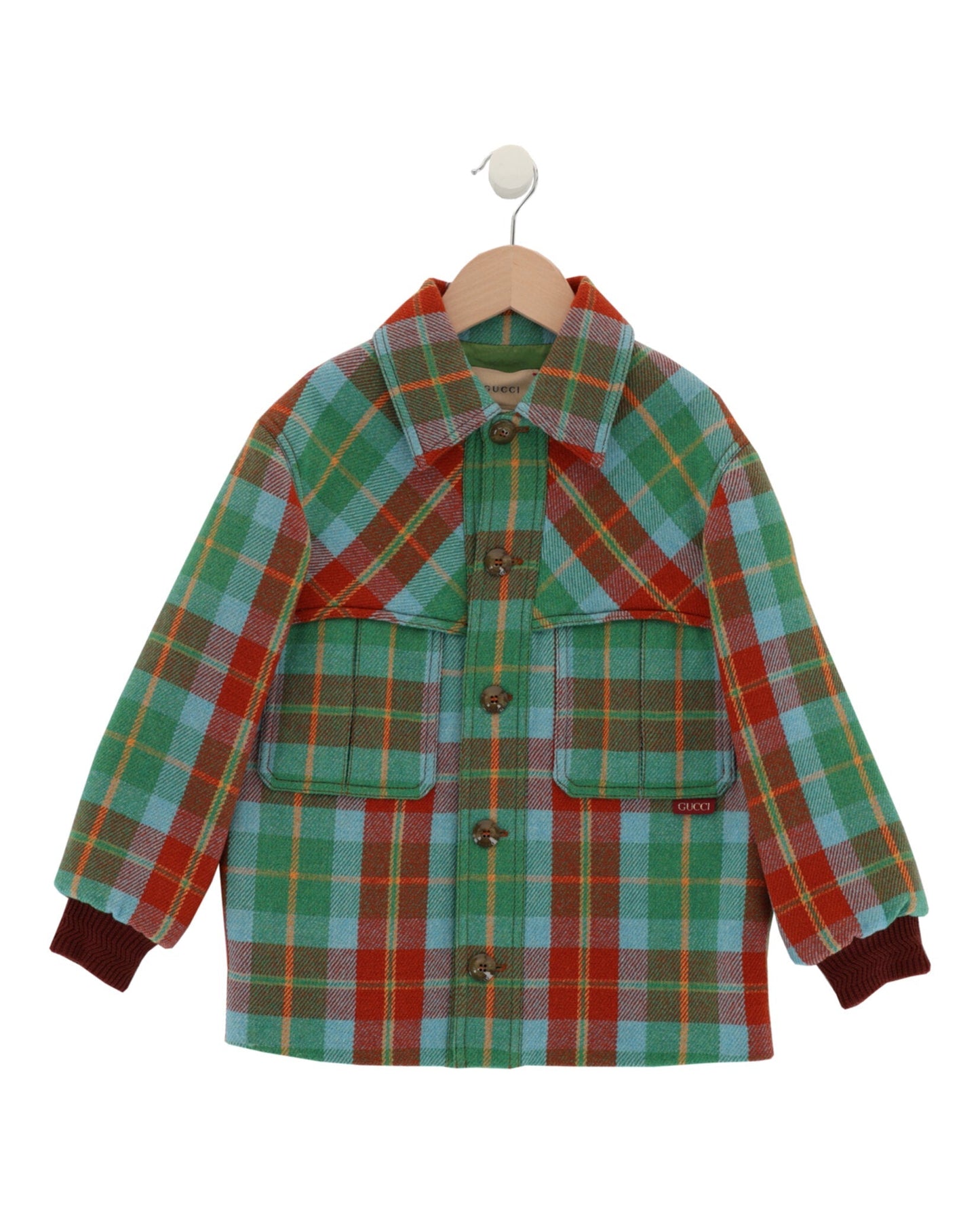 Gucci Boys Plaid Print Wool Blend Jacket