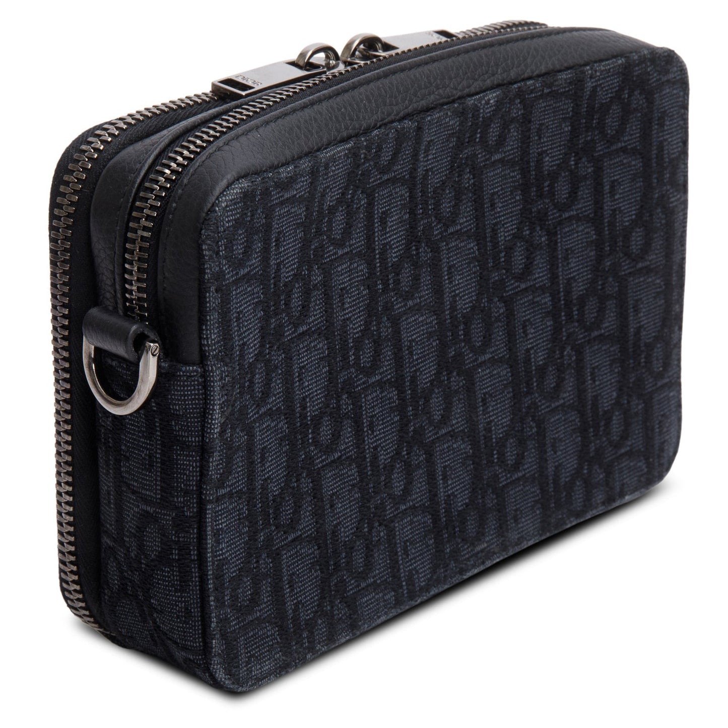 Christian Dior 2020 Black Oblique Jacquard Zipped Pouch