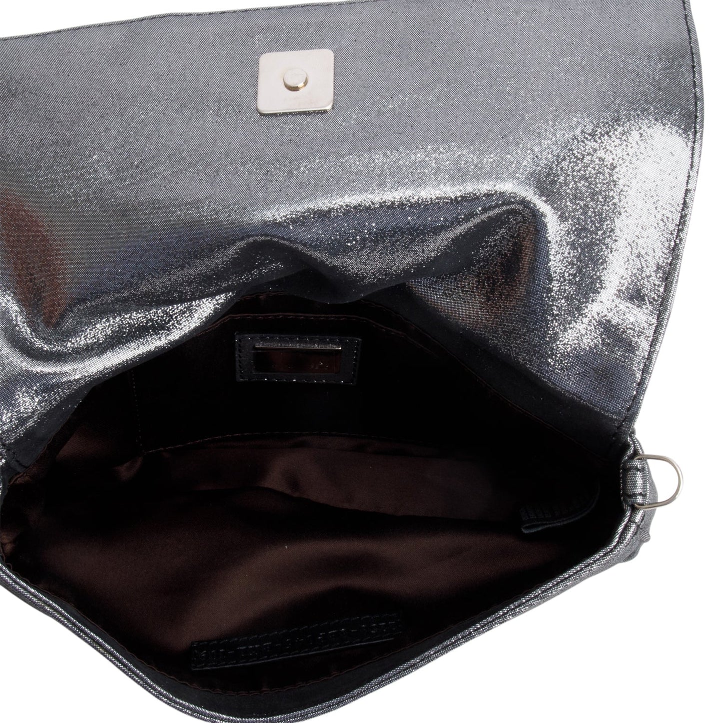 Fendi Metallic Silver Calfskin Mia Pochette Chain Bag