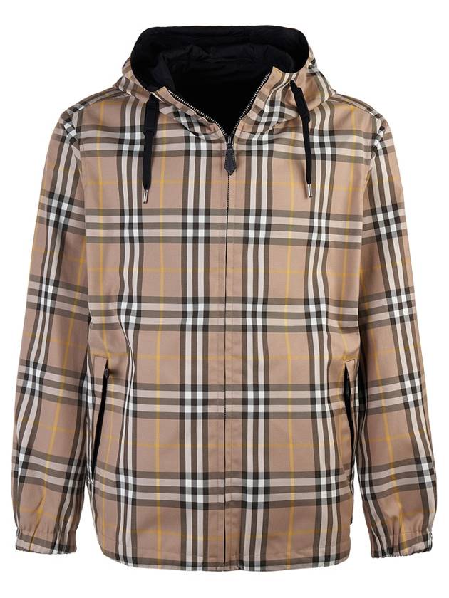Luxury Burberry Vintage Check Reversible Hooded Jacket Beige