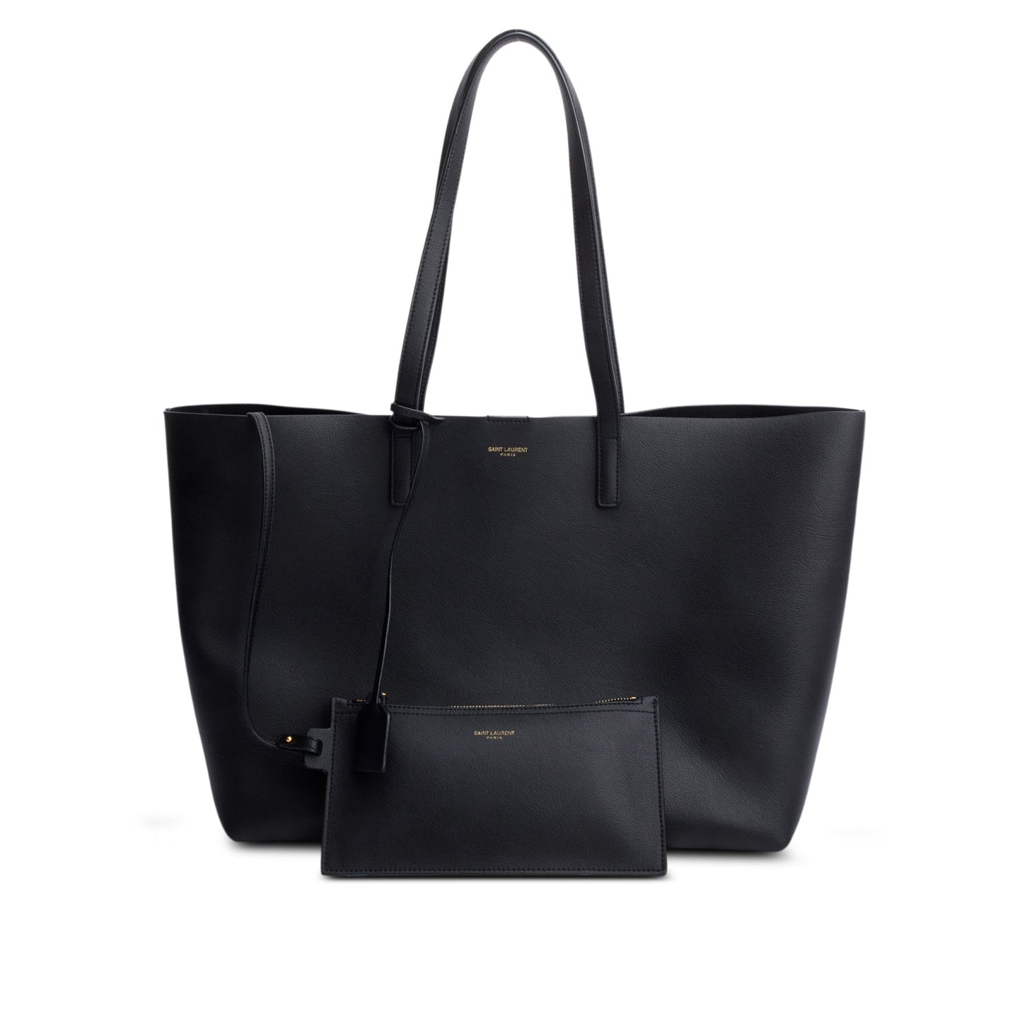 Saint Laurent 2024 Black Leather E/W Shopping Tote