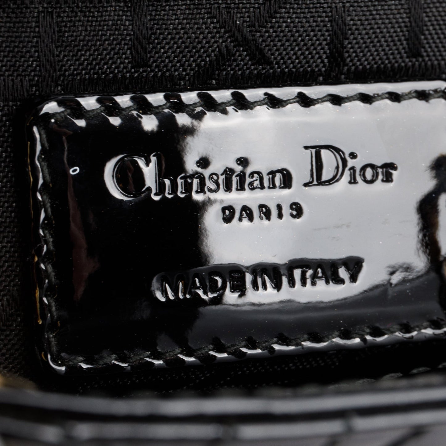 Christian Dior Black Cannage Patent Leather Mini Lady Dior Bag