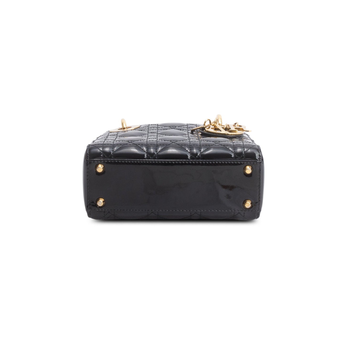 Christian Dior Black Cannage Patent Leather Mini Lady Dior Bag