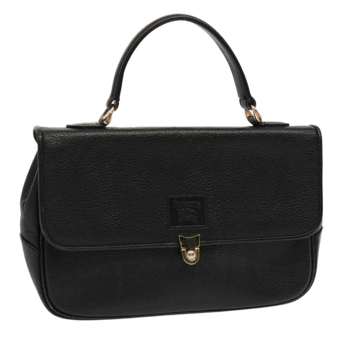 Luxury BurberrySs Hand Bag Leather Black Auth 69546